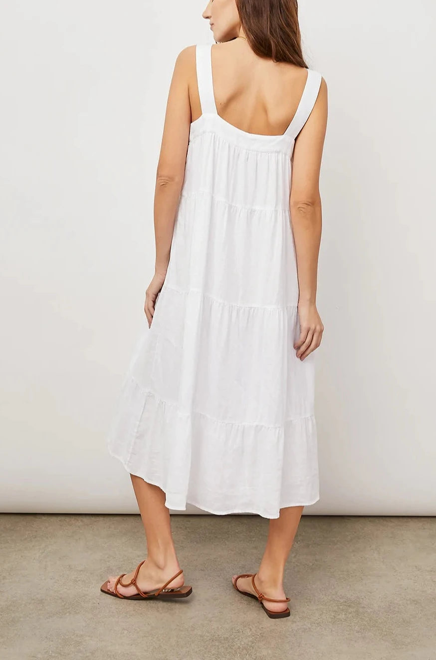 Amaya Bright White Tank Dress - back full body