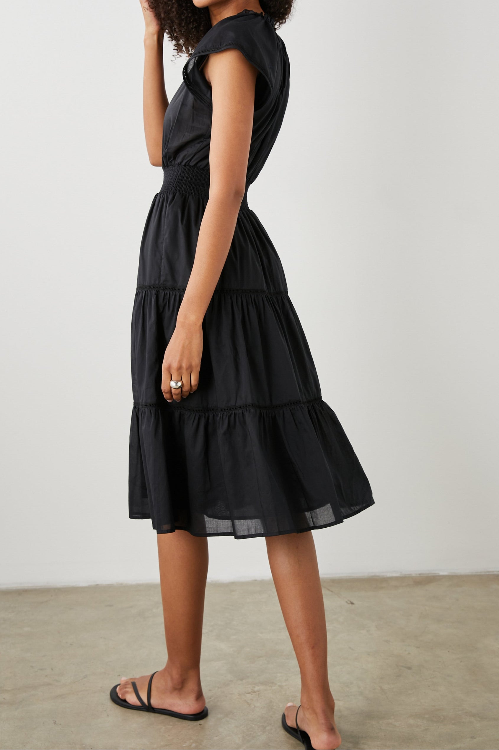 AMELLIA DRESS TRUE BLACK LACE DETAIL - BACK ANGLE