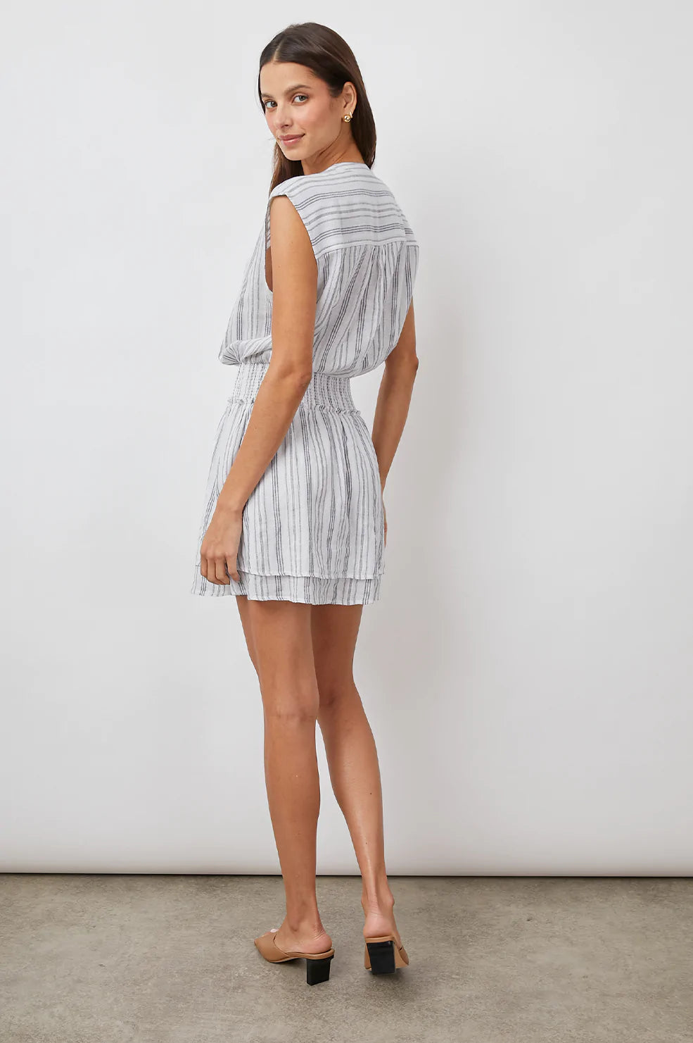 ANGELINA CAPE MAY STRIPE SHORT SLEEVE DRESS- BACK