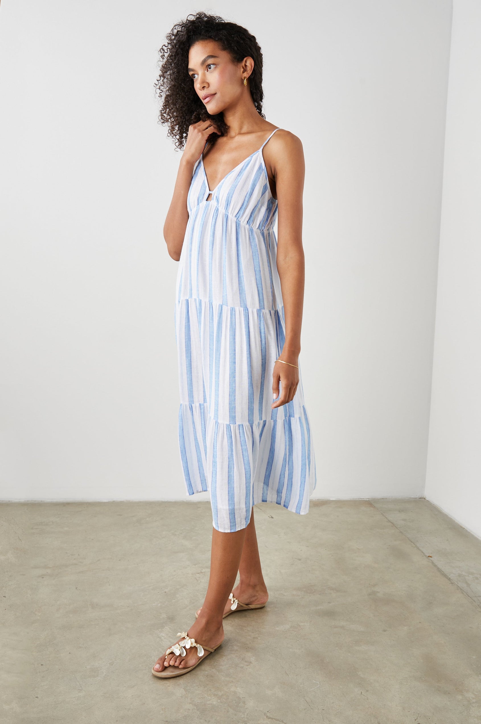 AVRIL DRESS GIBSON STRIPE - FRONT ANGLE