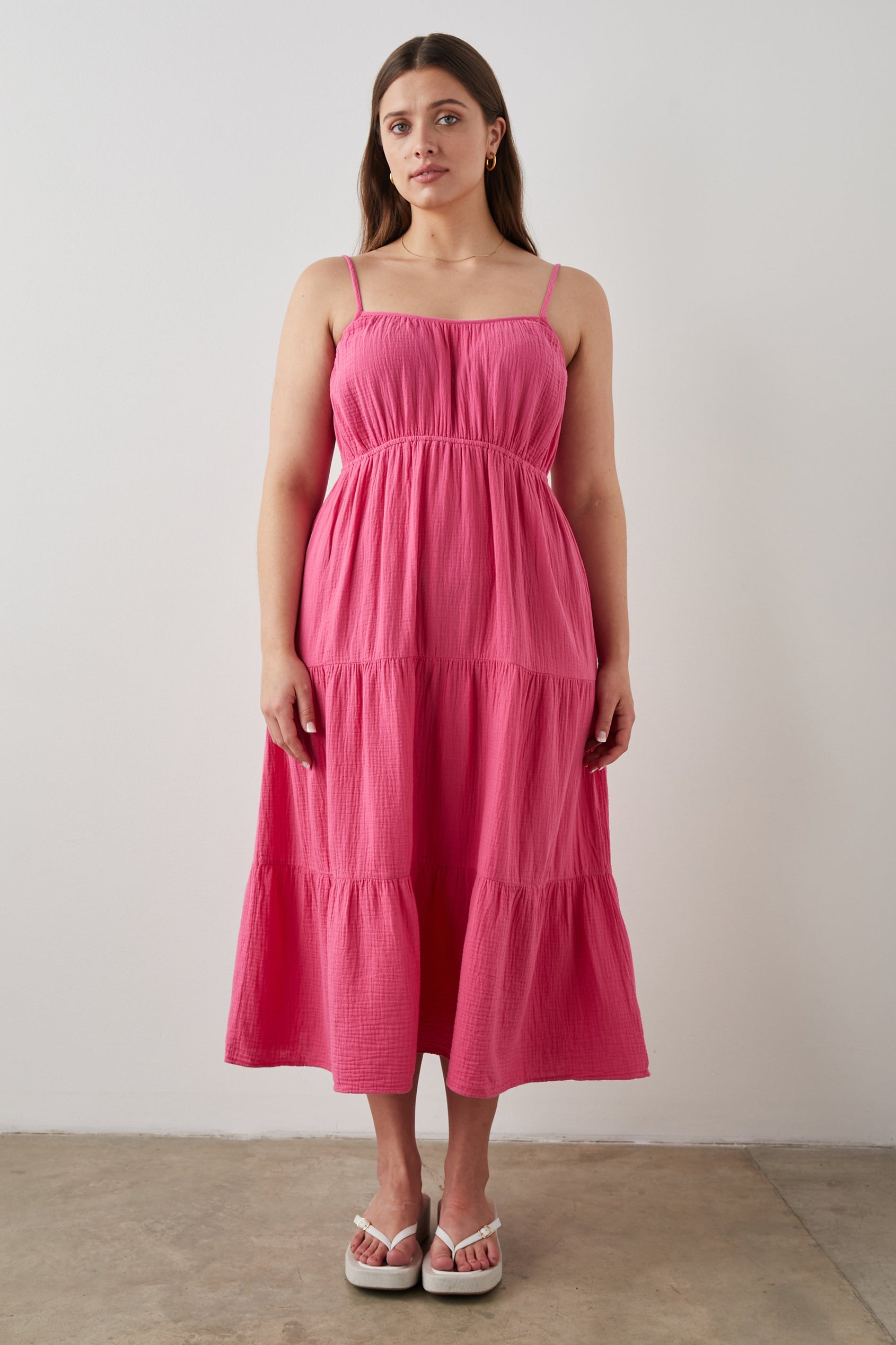 BLAKELY DRESS HIBISCUS - MODEL 2 FRONT FULL BODY