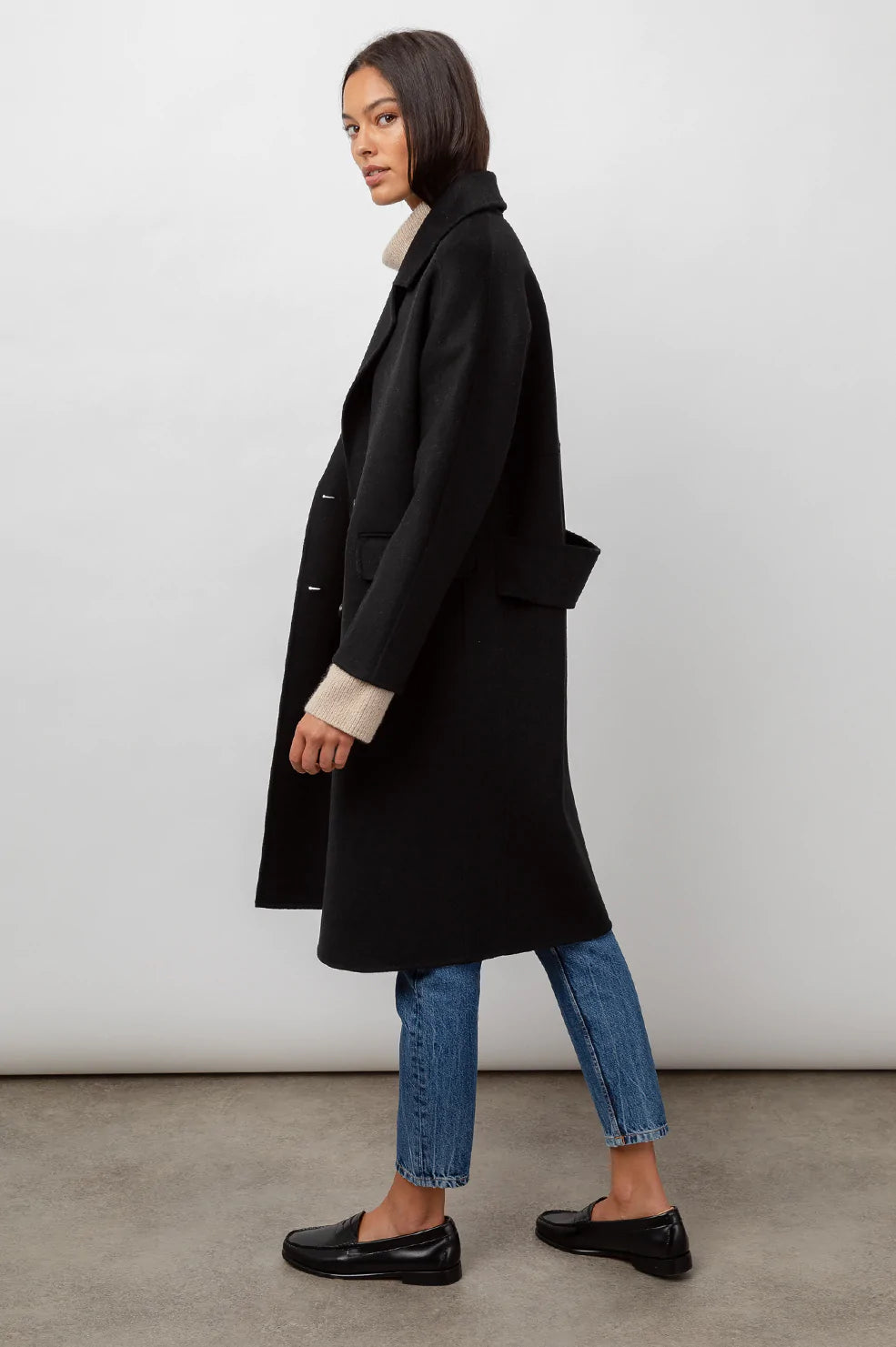 Bristol Black Coat - full side angle