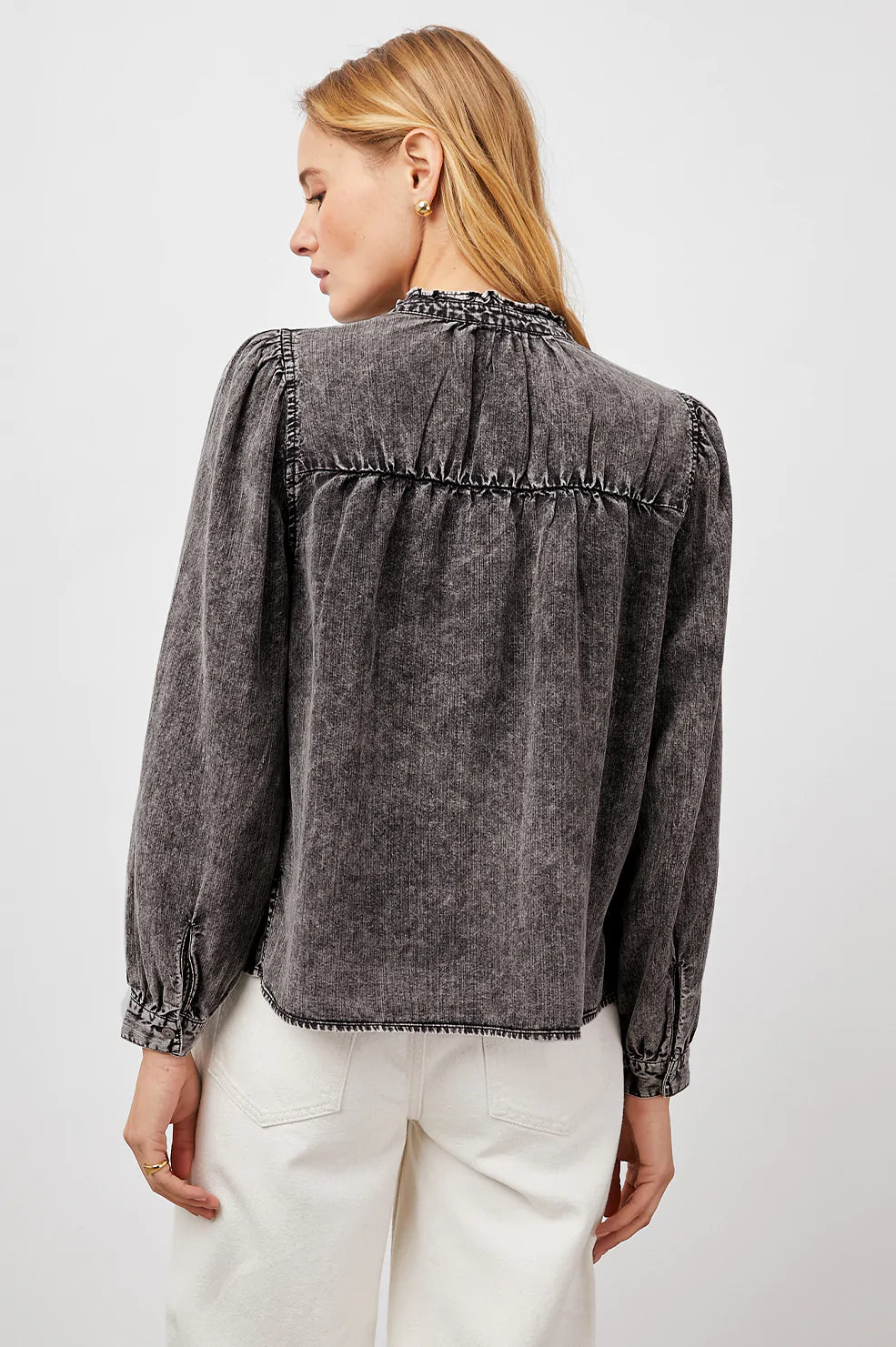 CAMILLE BLACK ACID WASH SHIRT- BACK