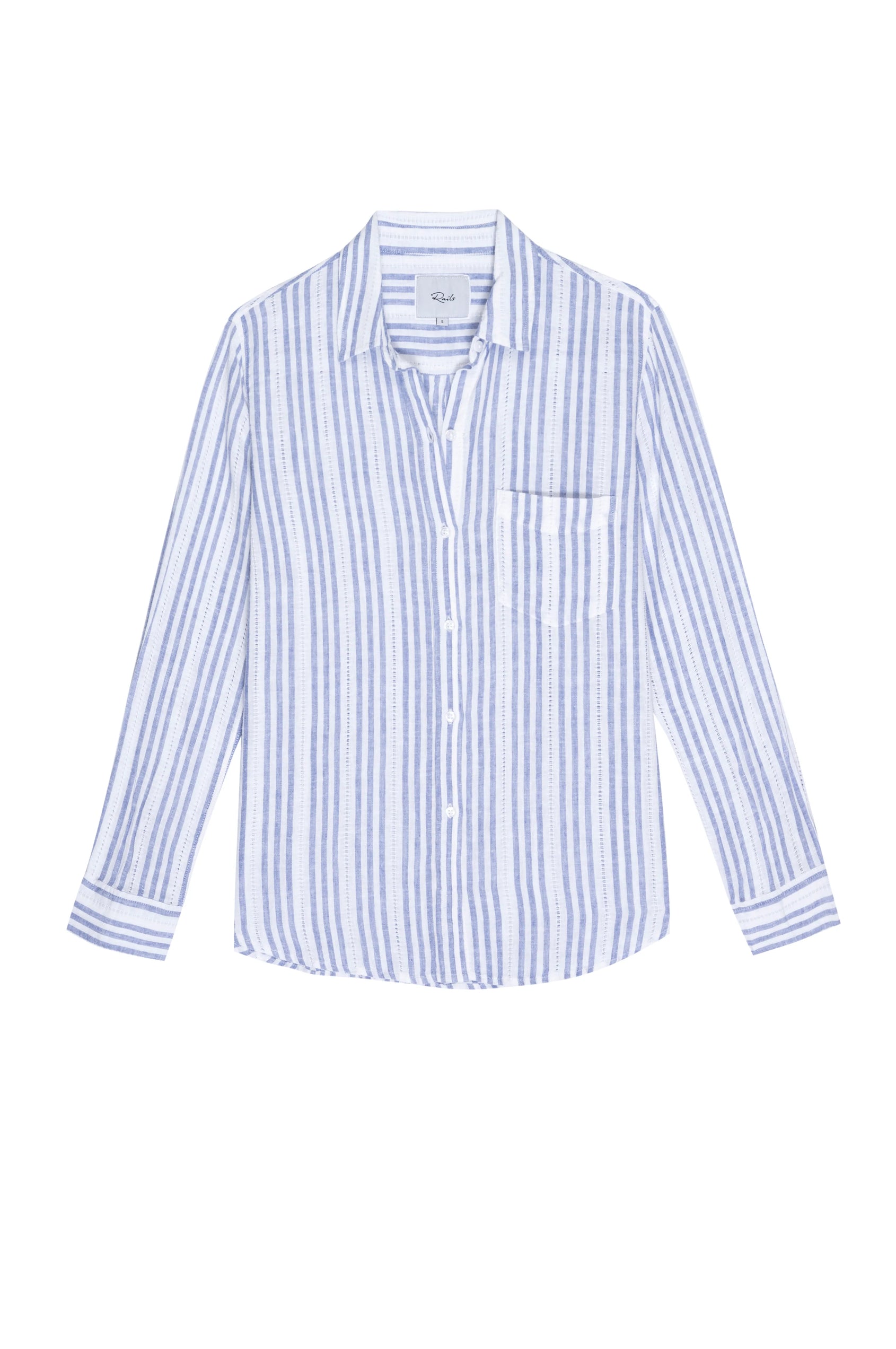 CHARLI BLUE CATALINA STRIPE BUTTON DOWN SHIRT-FLAT