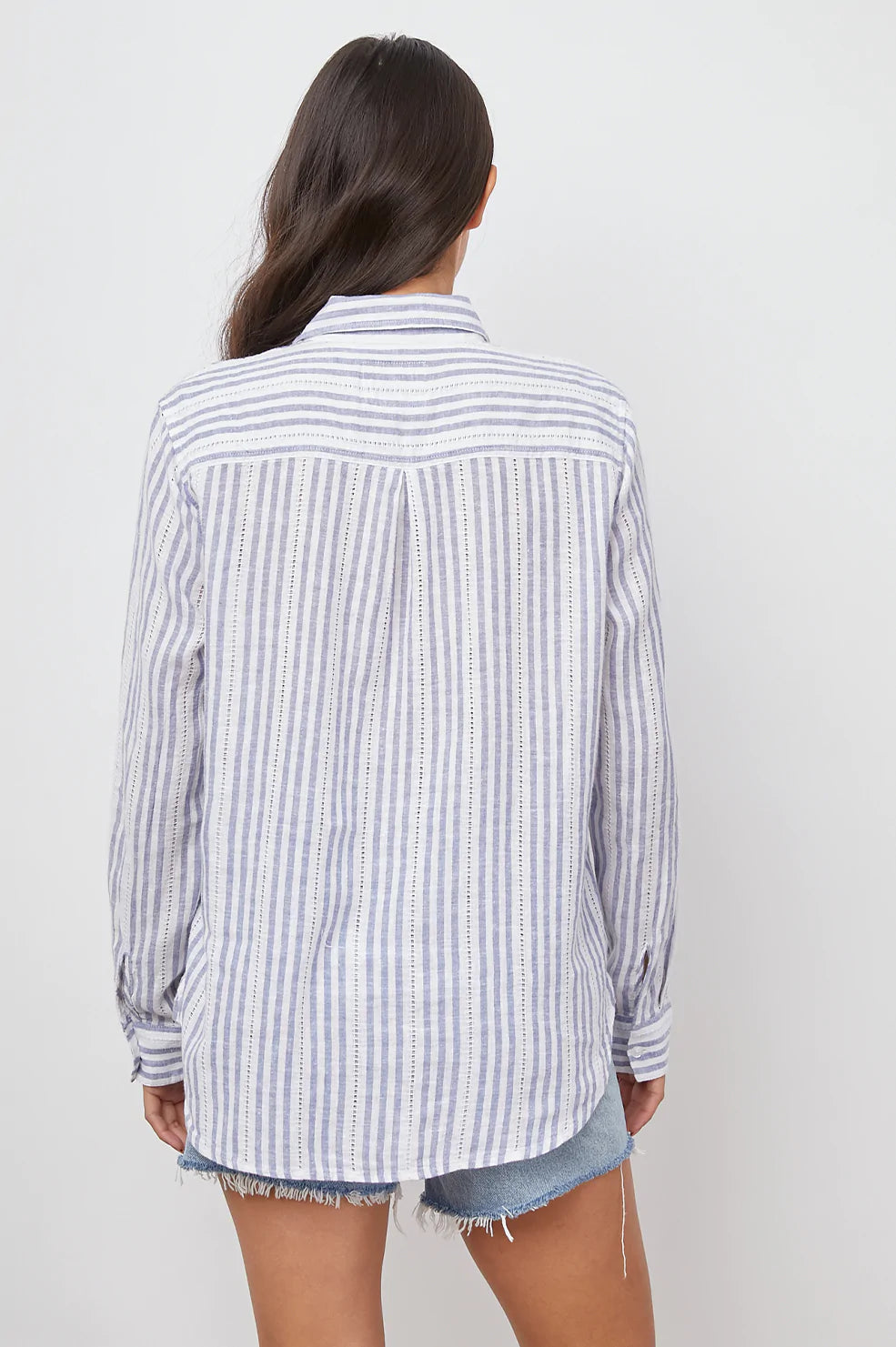 CHARLI BLUE CATALINA STRIPE BUTTON DOWN SHIRT-BACK