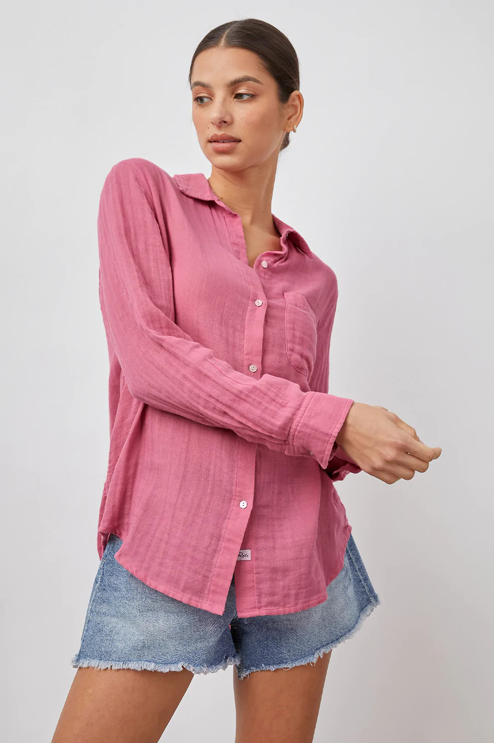 ELLIS PINK PUNCH LONG SLEEVE BUTTON DOWN- FRONT