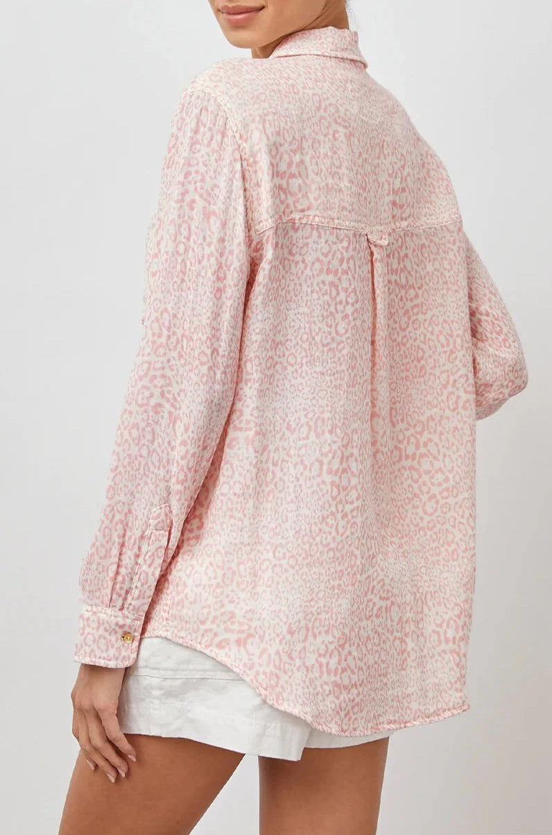 ELLIS ROSE CHEETAH LONG SLEEVE BUTTON DOWN-BACK ANGLE