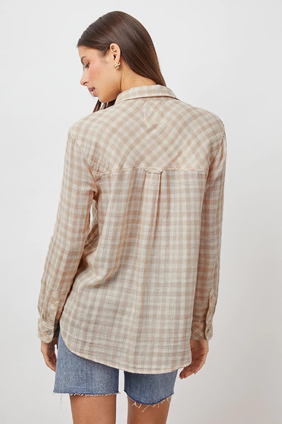 ELLIS SAND CREAM LONG SLEEVE BUTTON DOWN- BACK