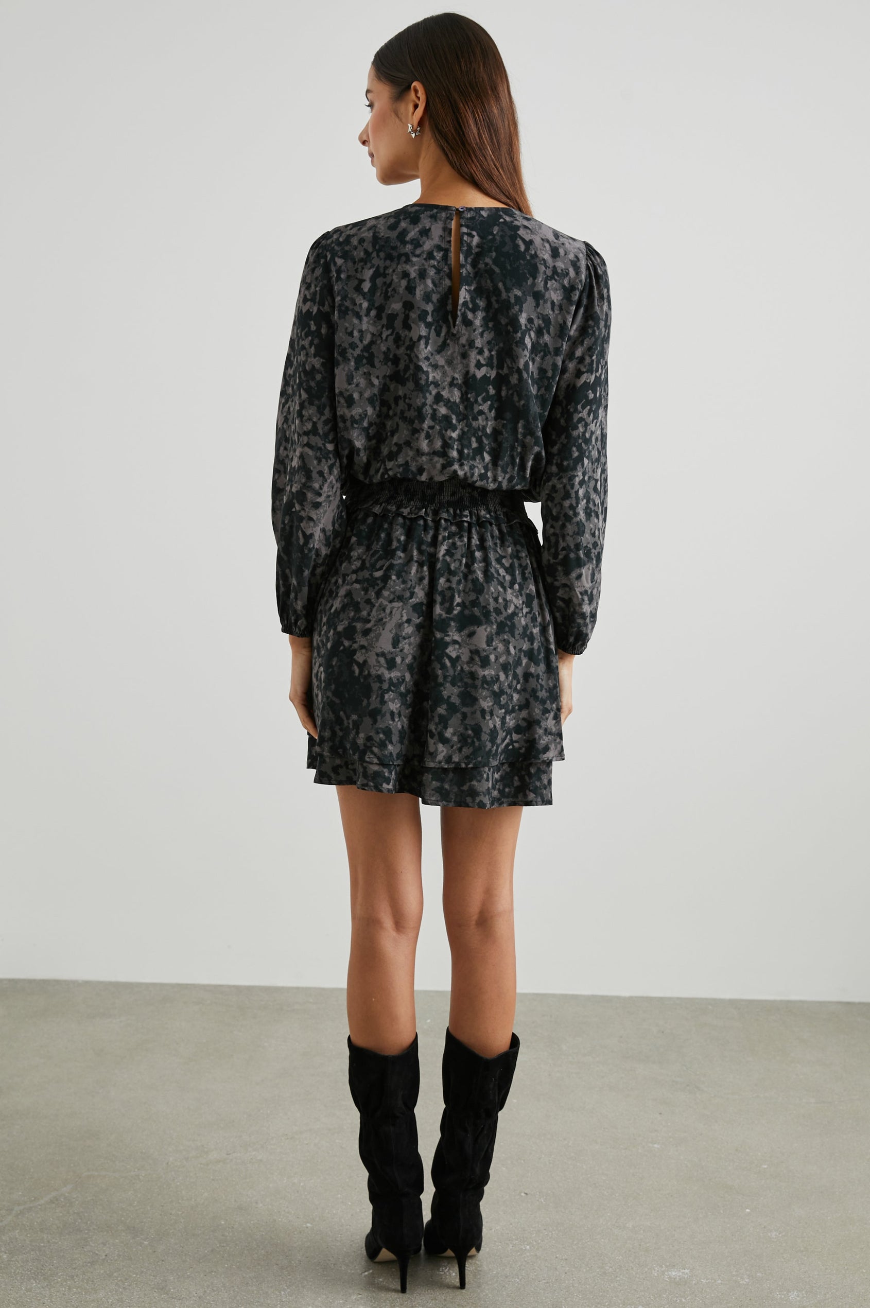 INEZ DRESS CHARCOAL TORTOISE - BACK