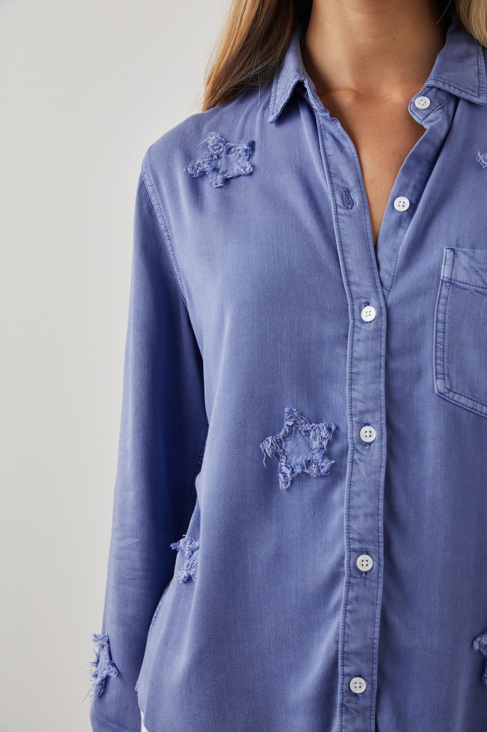 INGRID SHIRT RAW FRENCH MILITARY STARS - DETAIL
