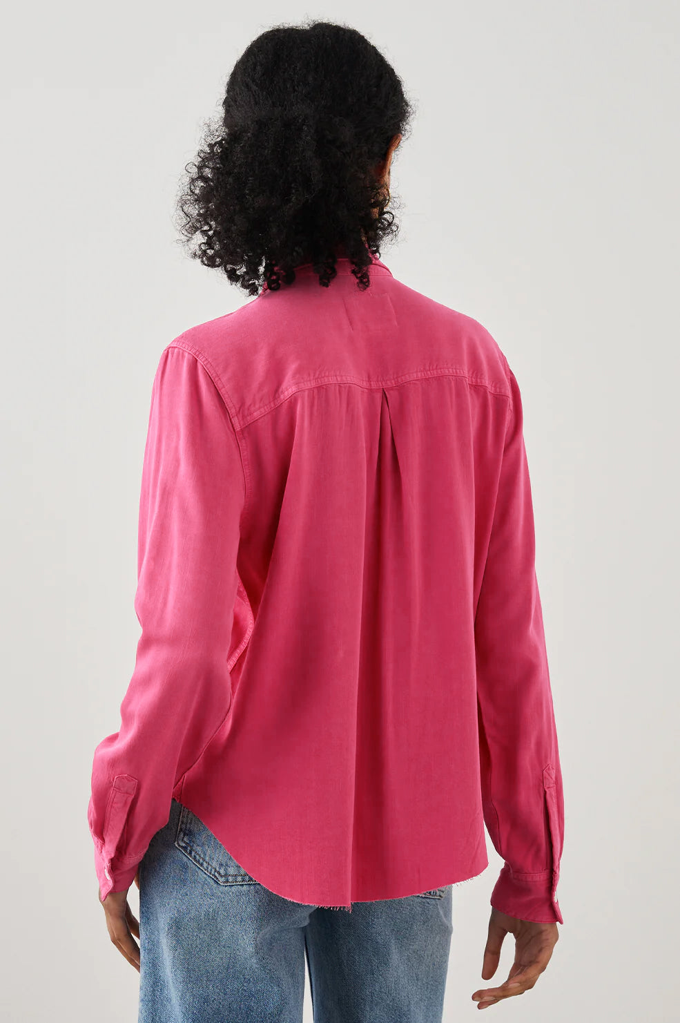 INGRID HIBISCUS RAW HEM SHIRT - BACK