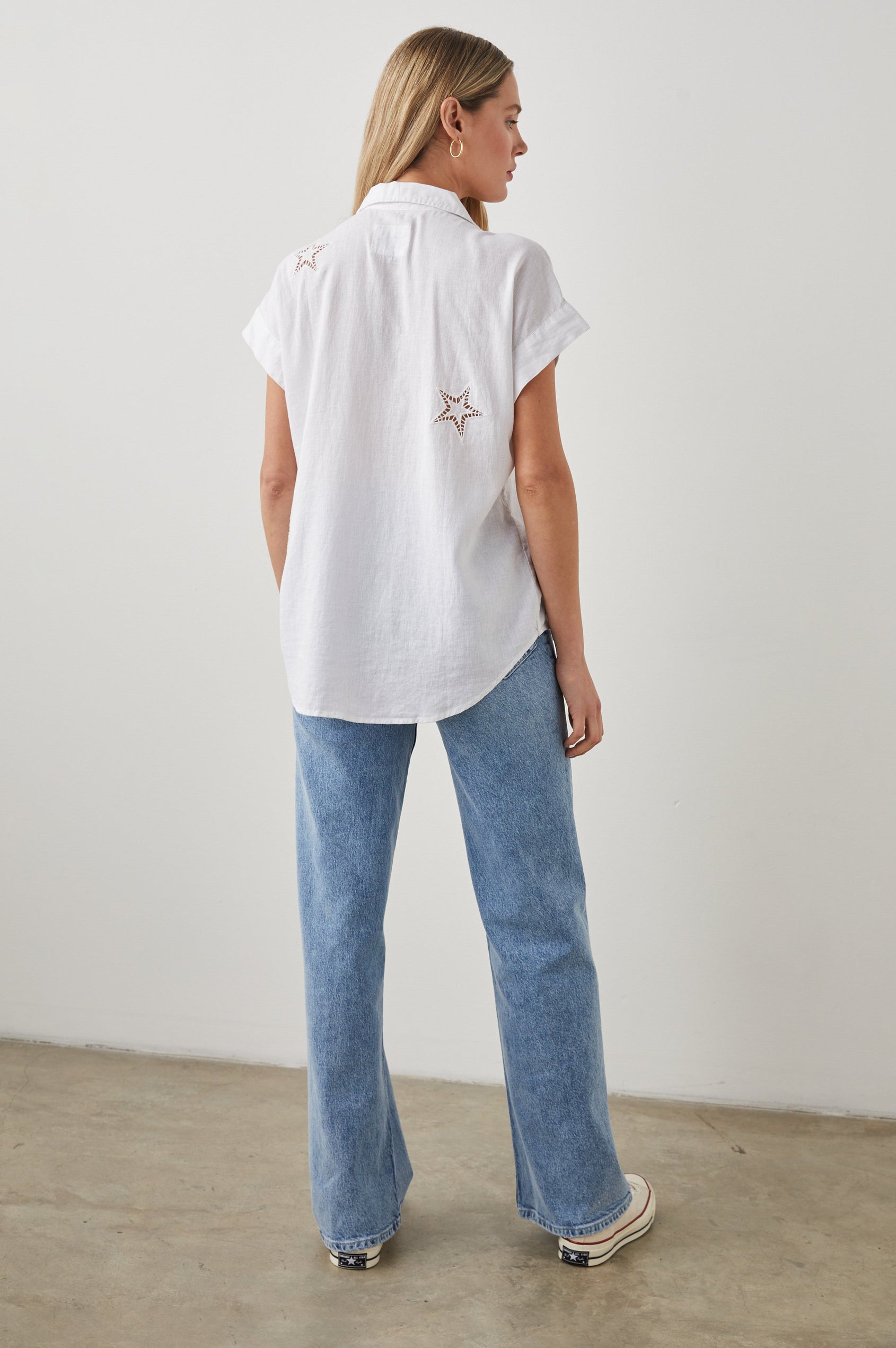 JAMIE TOP WHITE EYELET STARS - BACK BODY