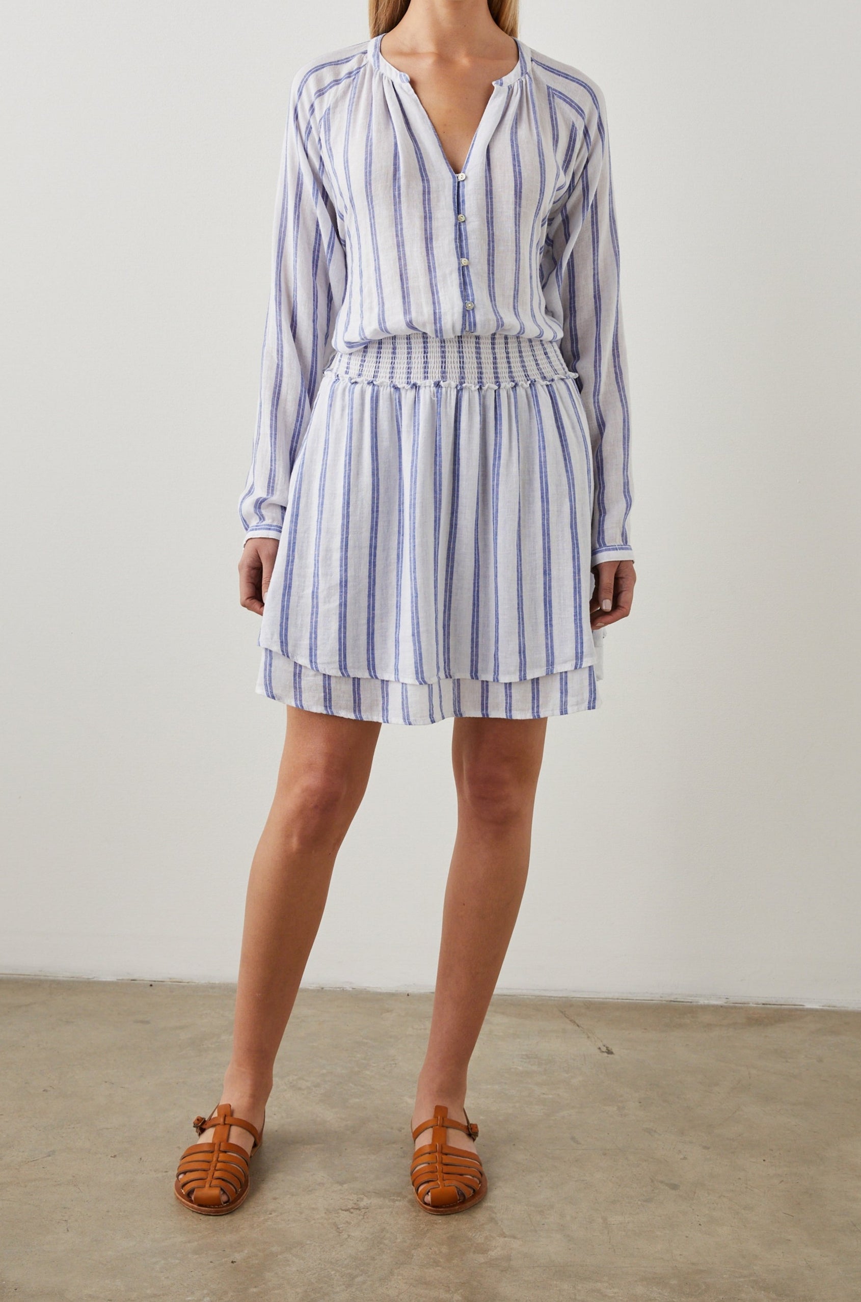 JASMINE DRESS VILLA STRIPE - FRONT FULLBODY MODEL 2