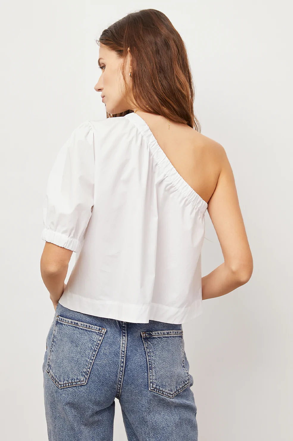 Jayla White One Shoulder Top -BACK