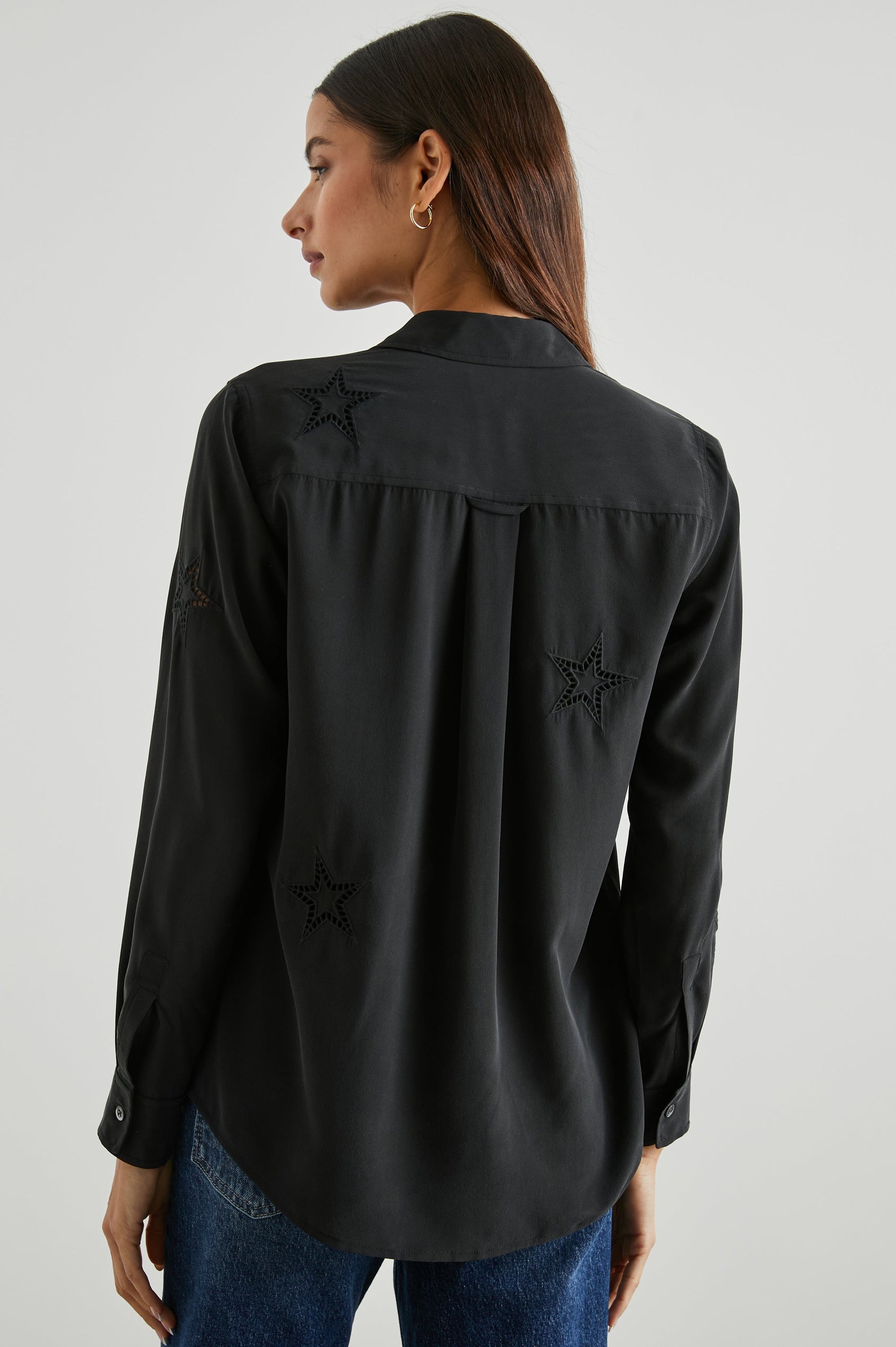 KATE SHIRT BLACK EYELET STARS - BACK