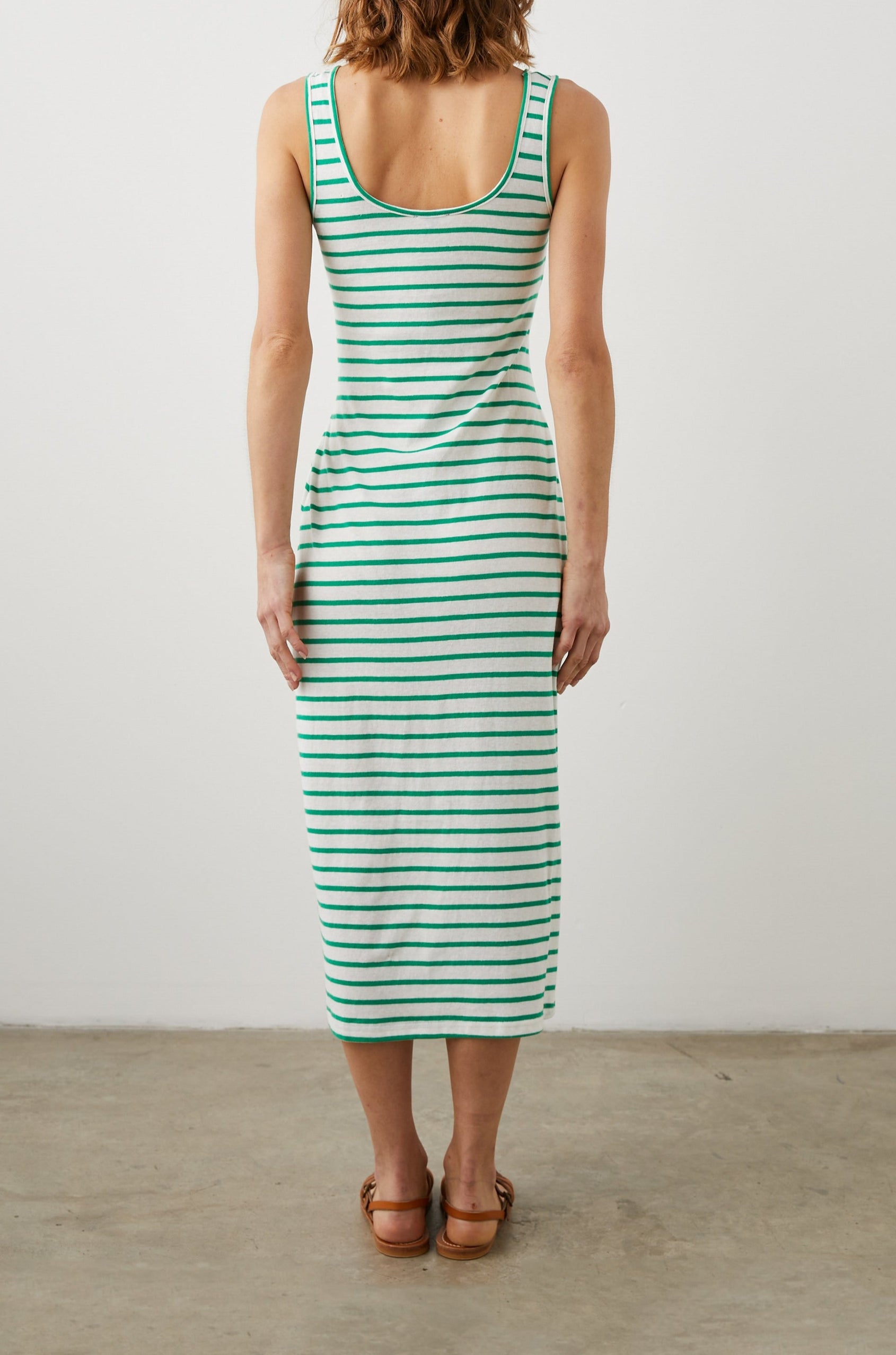 MEG DRESS SAILOR STRIPE GREEN - BACK