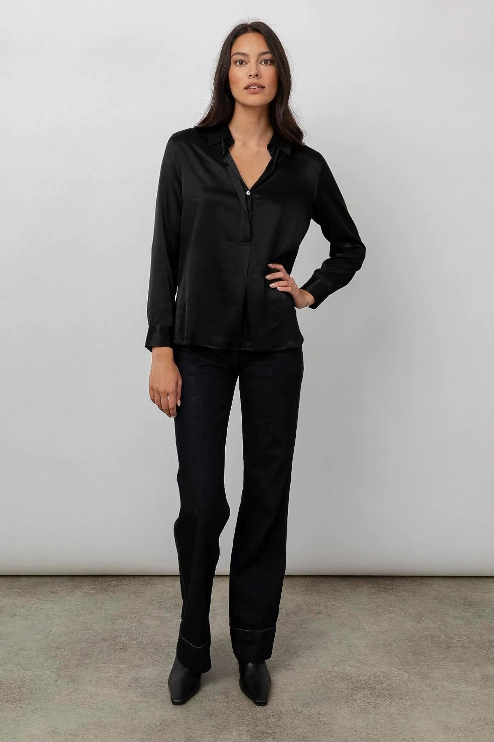 Nissa Black Blouse - front full-body
