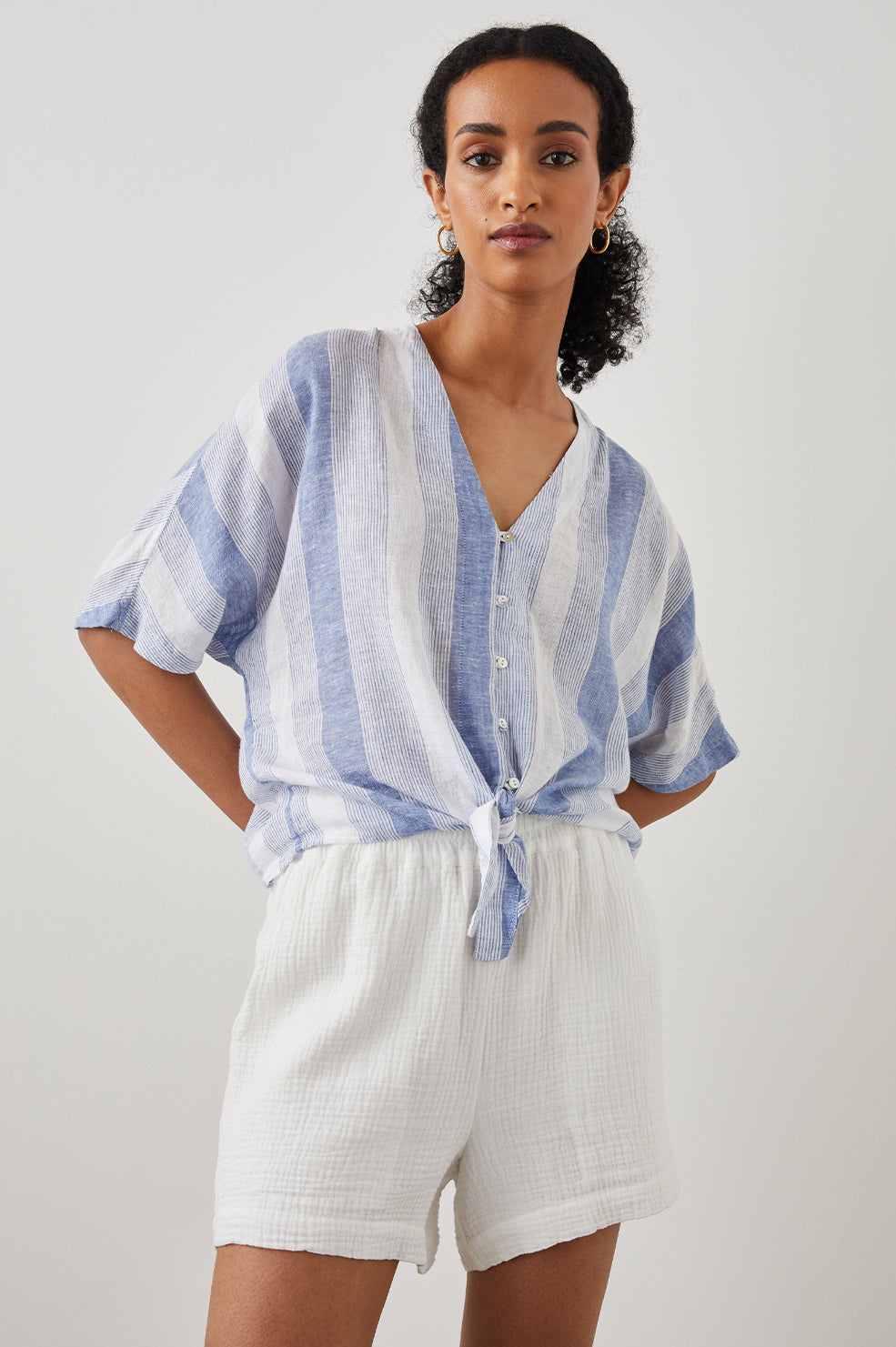 THEA TOP NEVIS STRIPE - FRONT MODEL 2