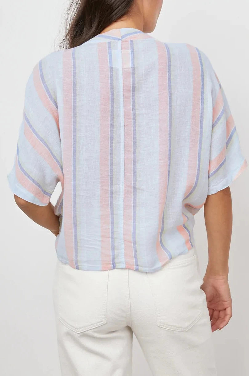 THEA BIARRITZ MULTI STRIPE TIE FRONT BLOUSE-BACK