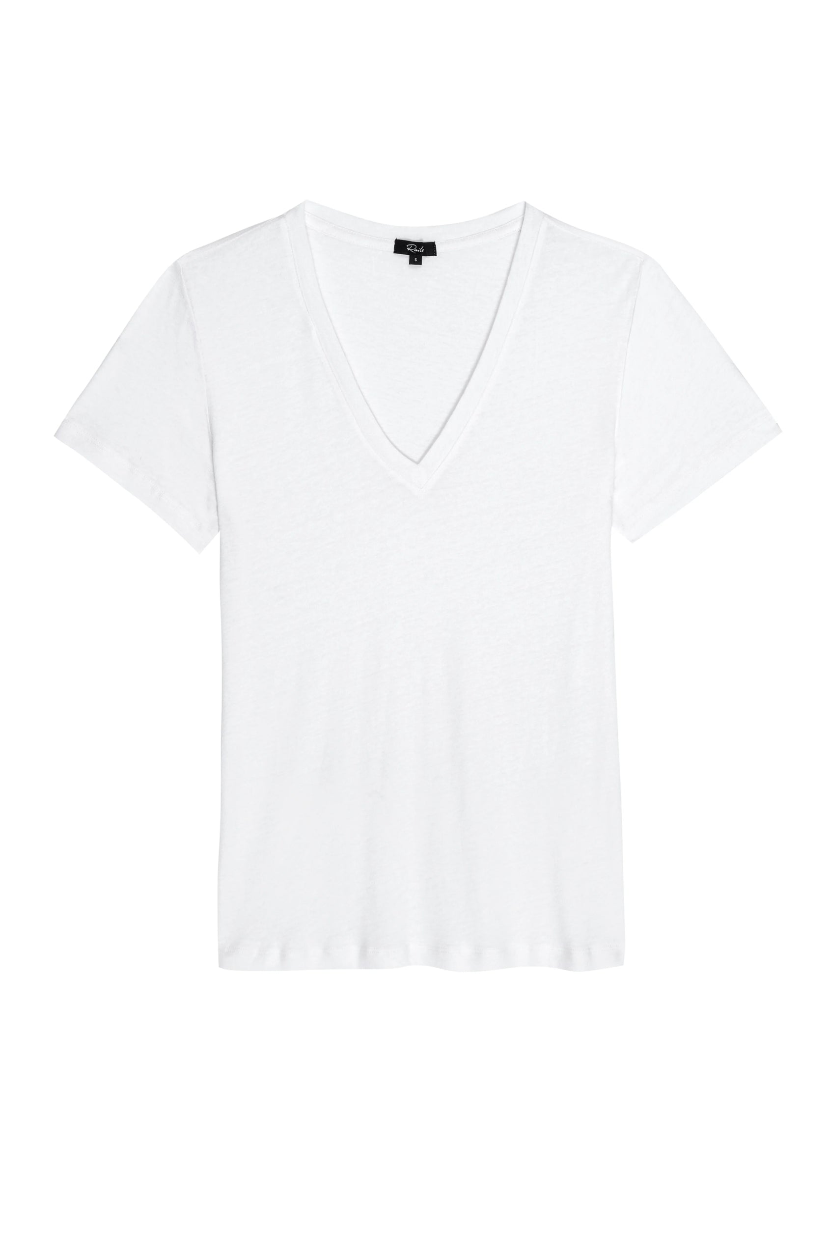 THE CARA V NECK OPTIC WHITE SHIRT-FLAT