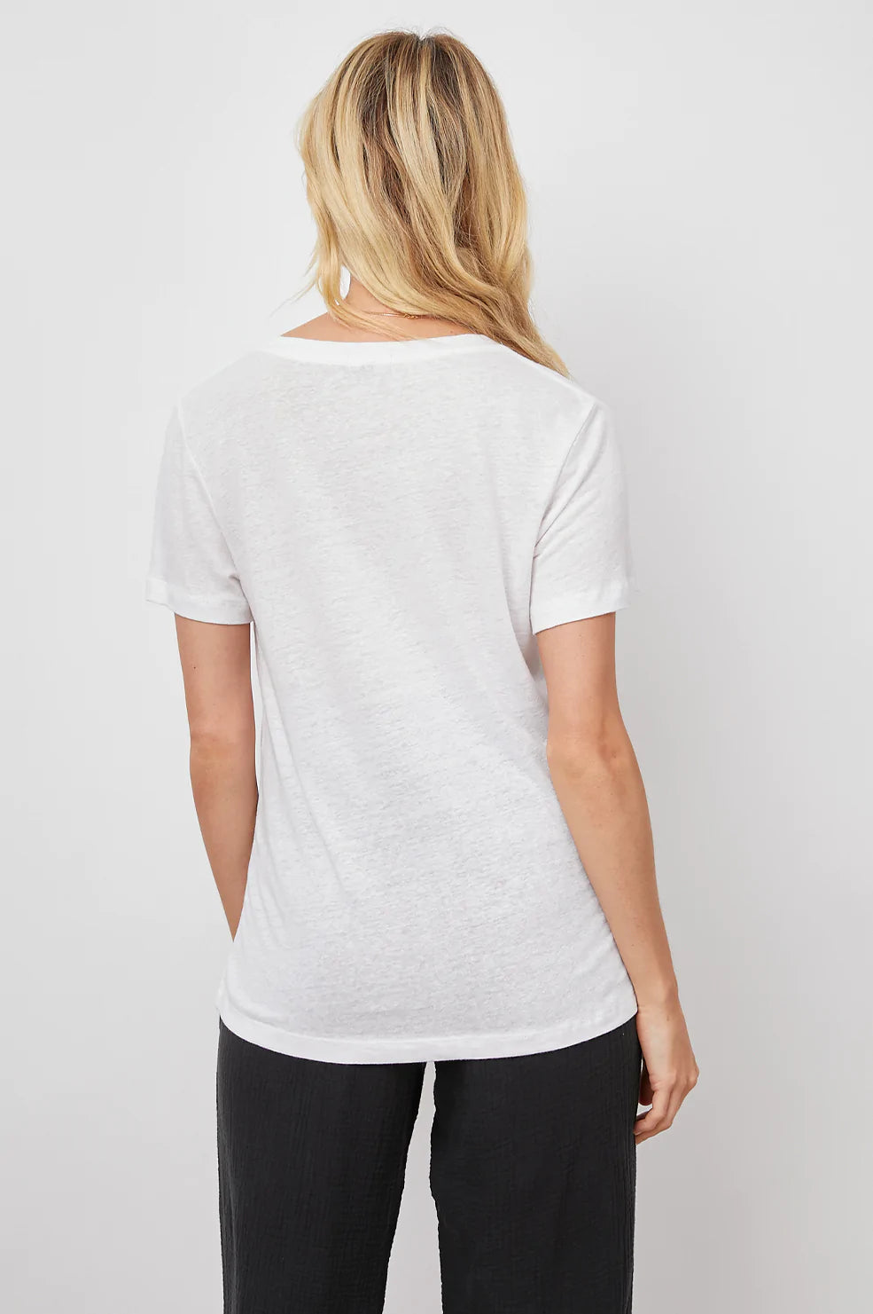 THE CARA V NECK OPTIC WHITE SHIRT-BACK