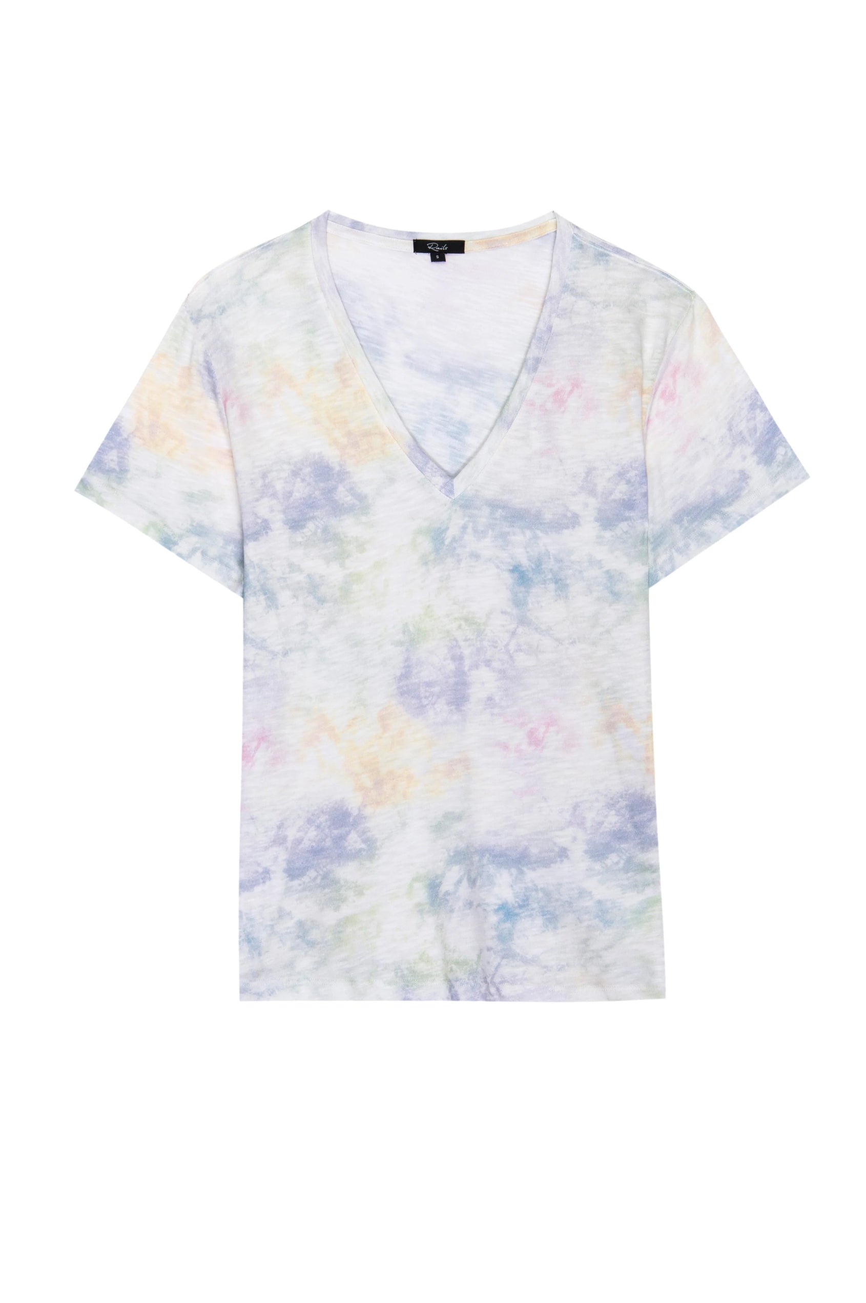 The Cara V Neck Rainbow Tie Dye - flat