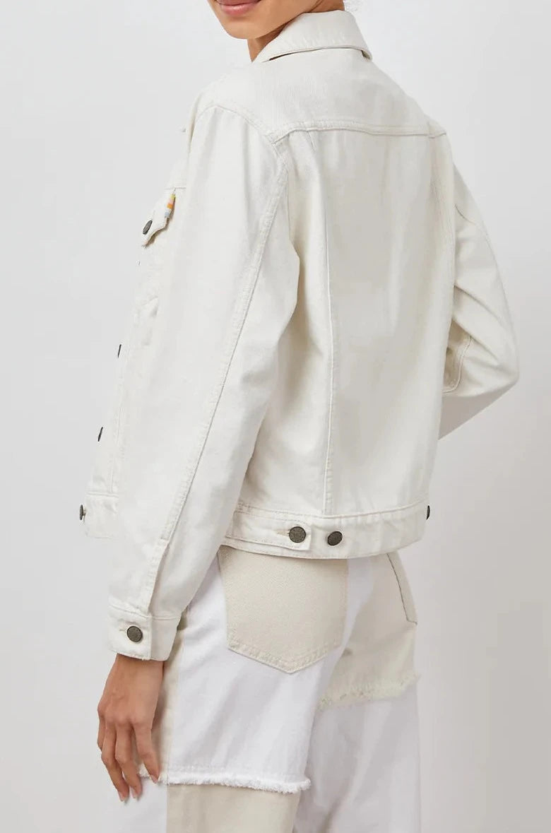 THE MULLHOLLAND DENIM JACKET IN ECRU - SIDE ANGLE