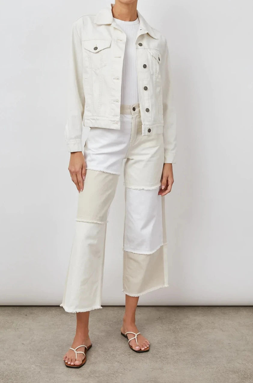 THE MULLHOLLAND DENIM JACKET IN ECRU - FULL FRONT BODY