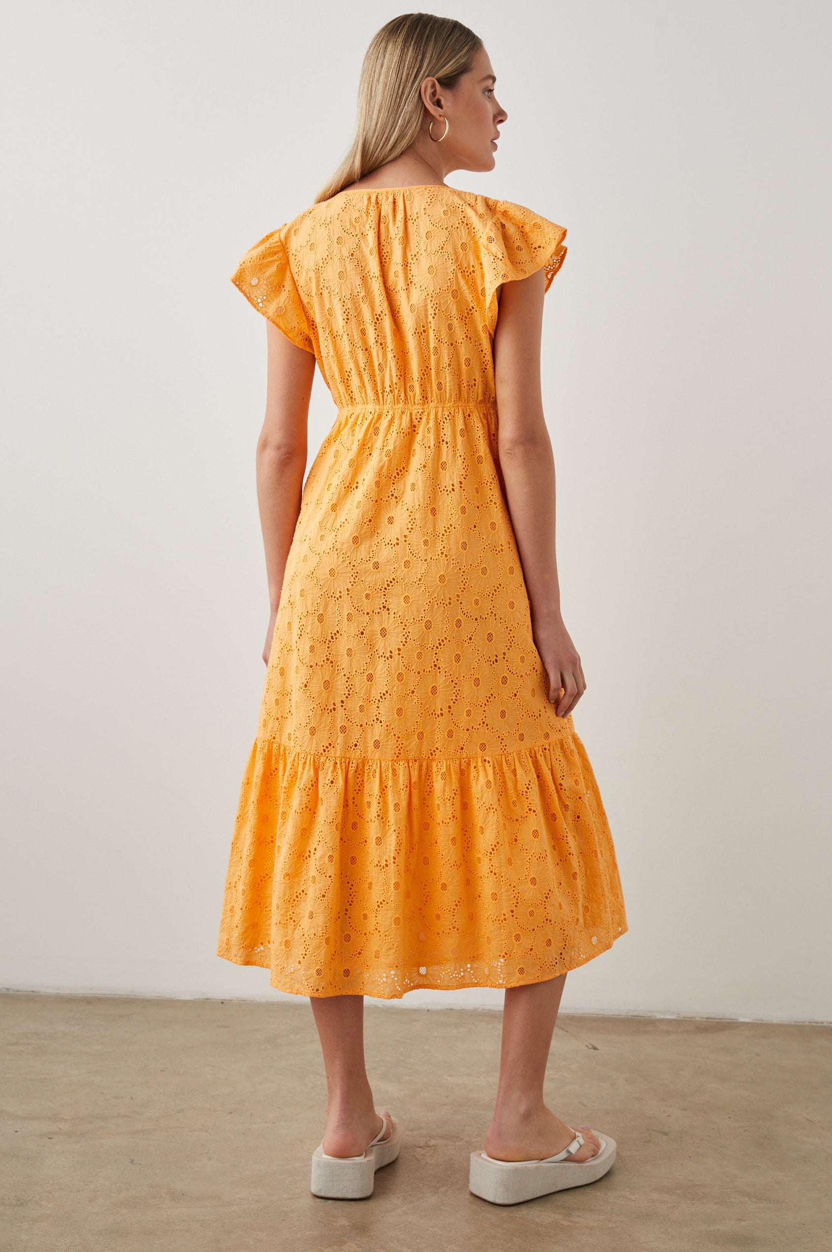 TINA DRESS MARIGOLD EYELET - BACK