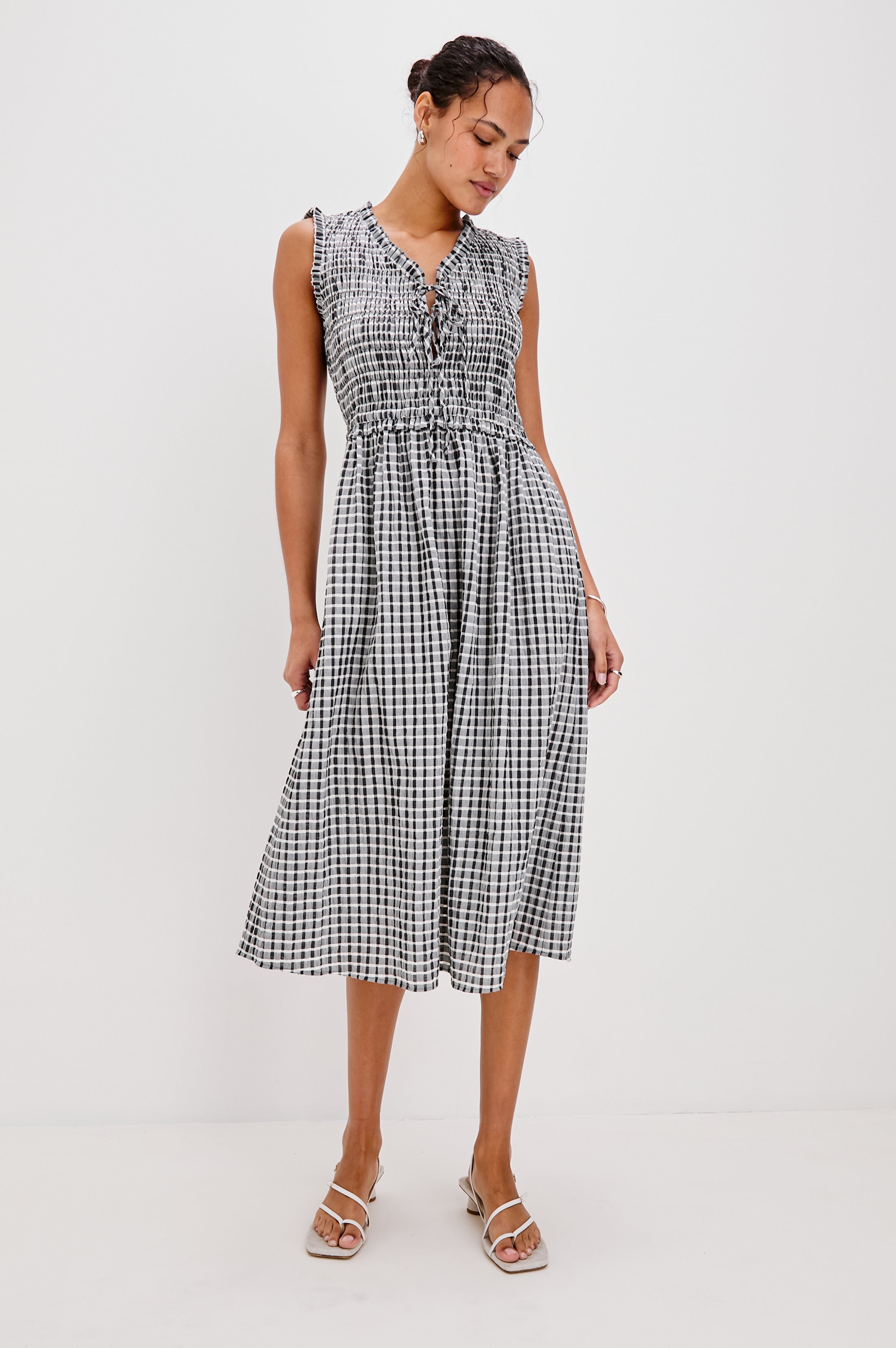 ADINE DRESS - ASH SEERSUCKER – Rails EU