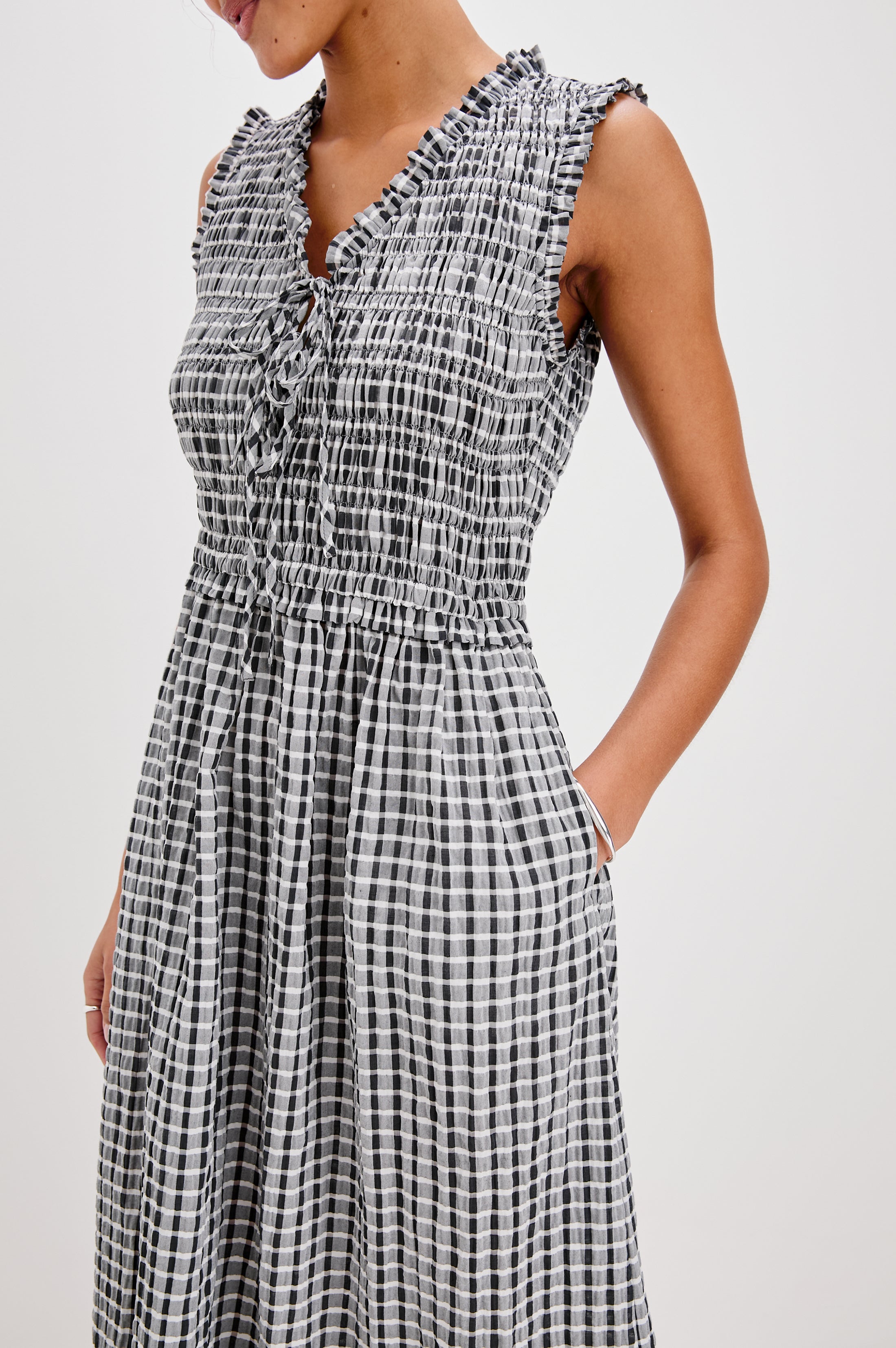 ADINE DRESS - ASH SEERSUCKER – Rails EU