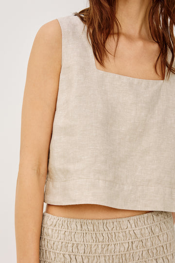 AKIRA TOP - HEATHERED FLAX