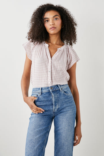 ALENA TOP SOFT ROSE CHECK - FRONT