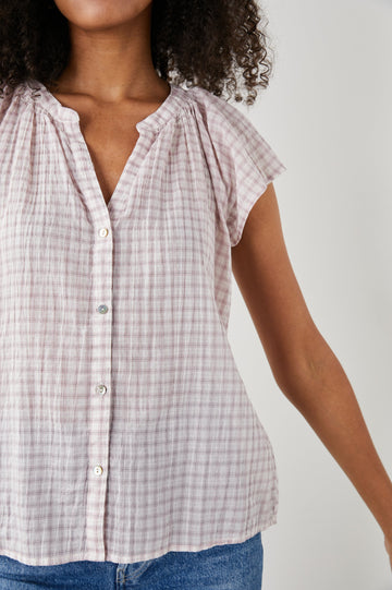 ALENA TOP SOFT ROSE CHECK - DETAIL