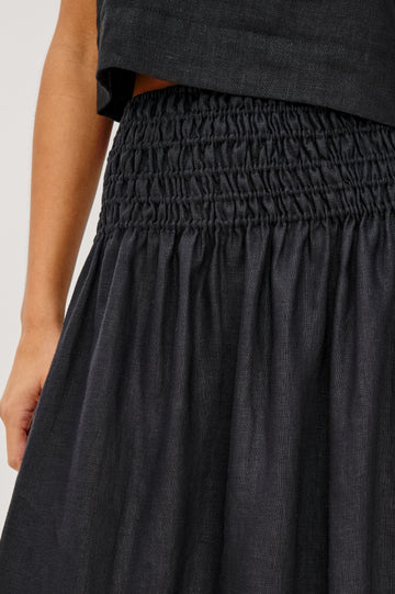 ALESSA SKIRT - BLACK LINEN