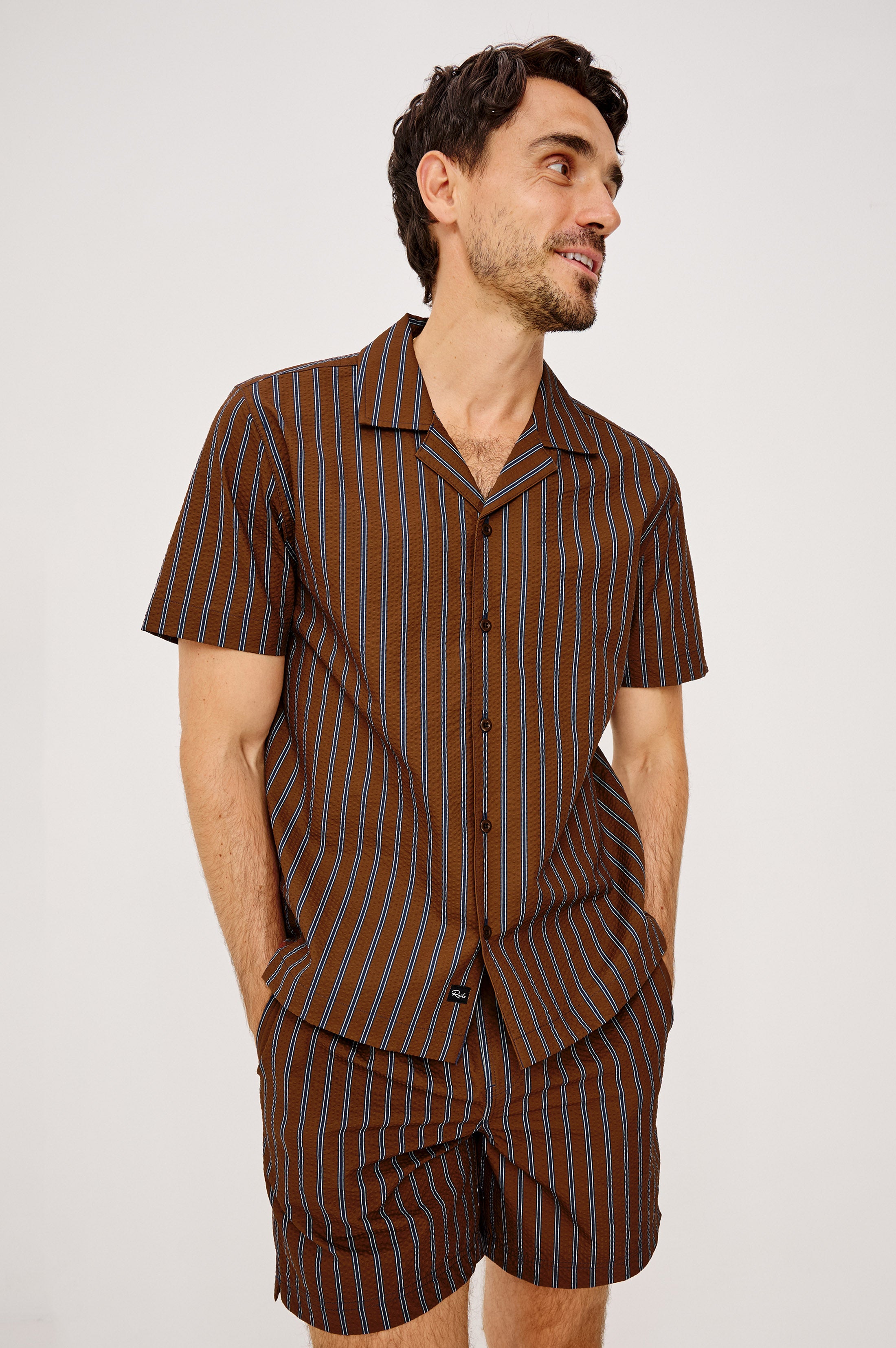 AMALFI SHIRT - RUST NAVY STRIPE – Rails EU