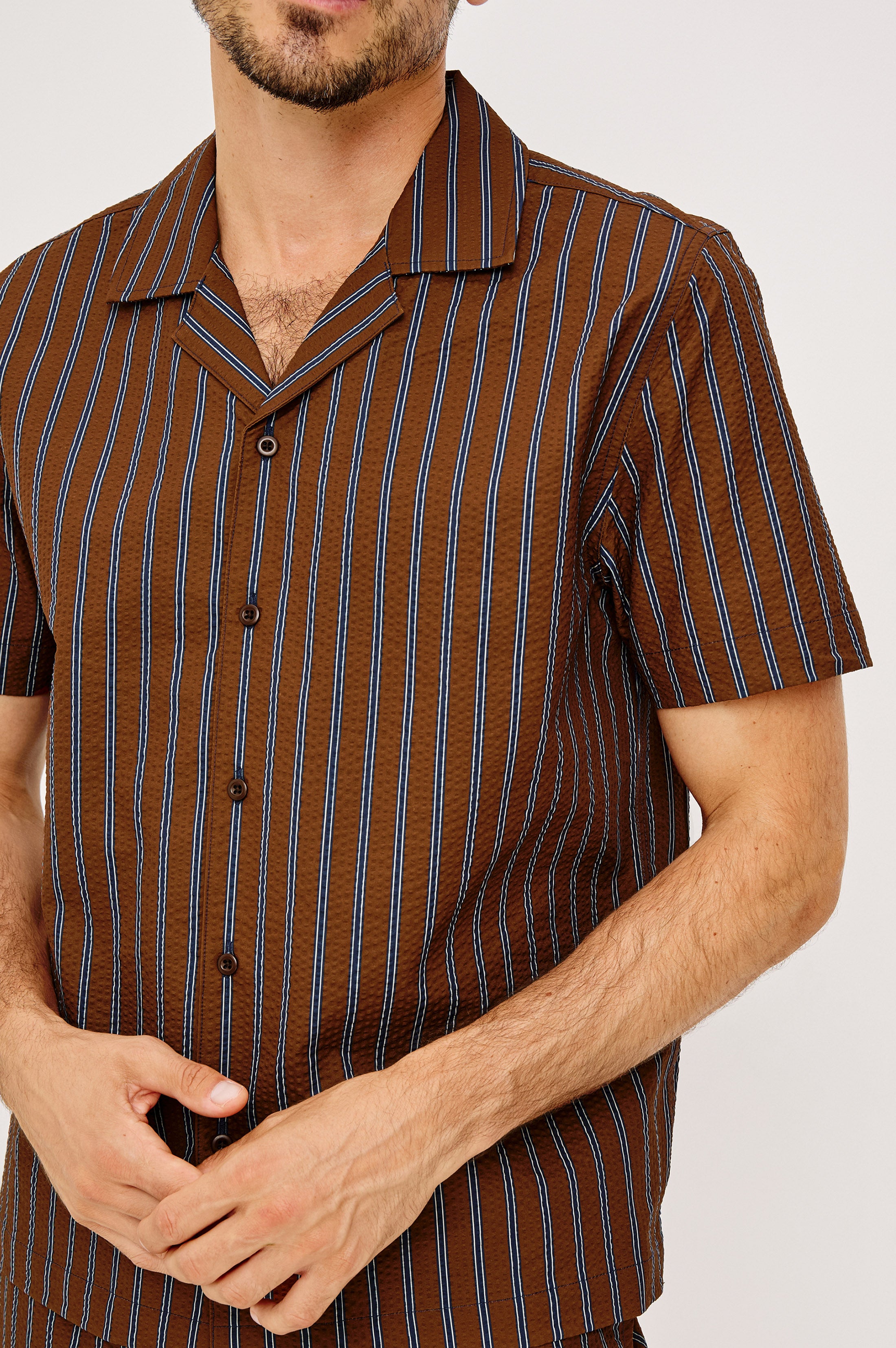AMALFI SHIRT - RUST NAVY STRIPE – Rails EU