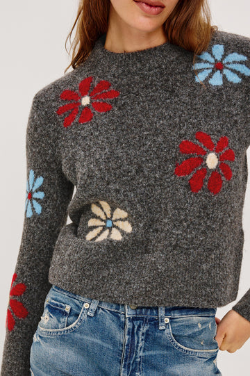 ANISE SWEATER - CHARCOAL WINTER FLORAL