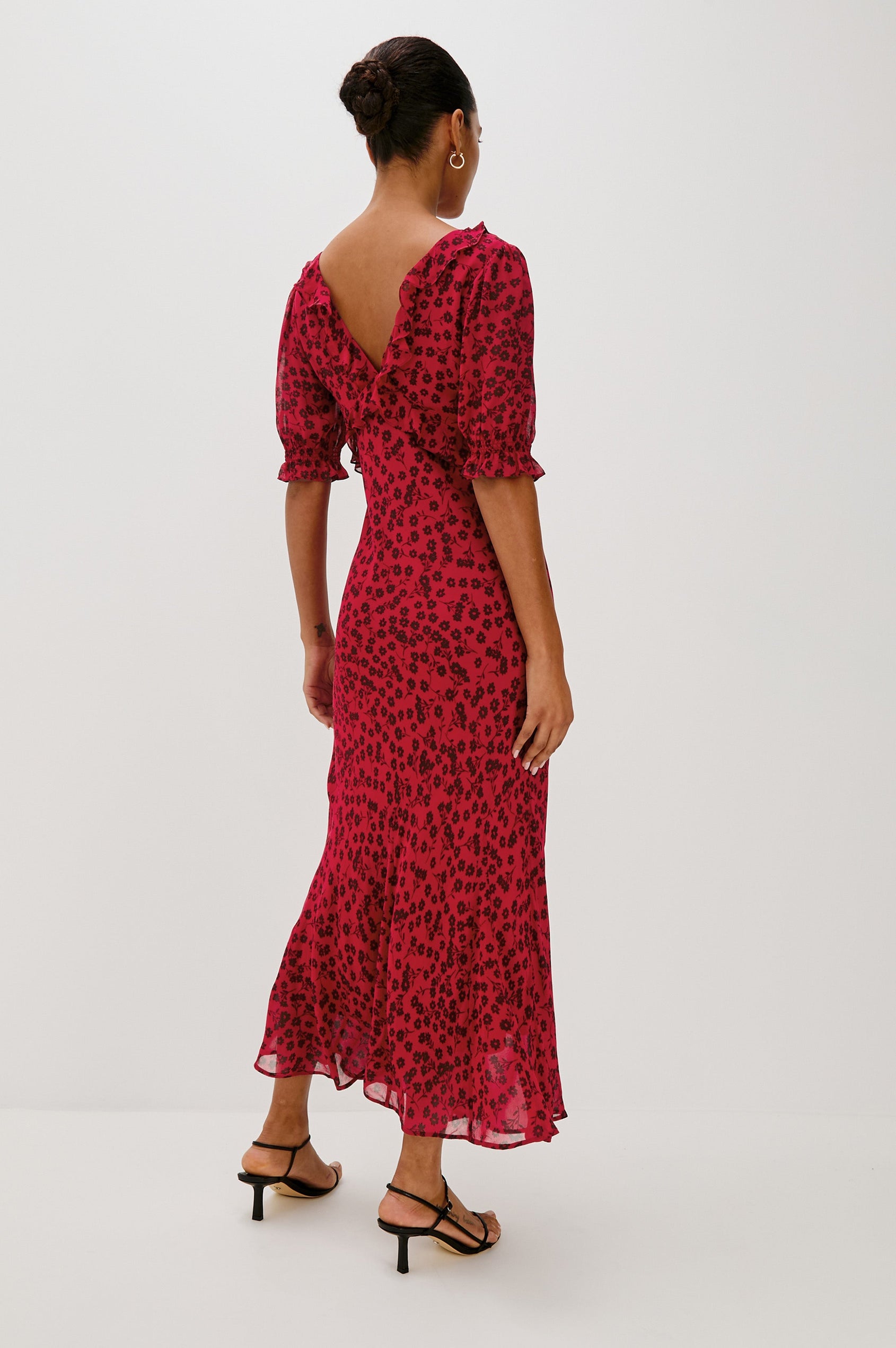 ANNMARIE DRESS - CARMINE DAISIES