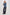 Atticus Long-Sleeve Denim Style Button Up with Chest Patch Pocket in Antique Blue Colorway - Full Body Front View on Model