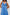 Boa Maxi Tank Dress with Spaghetti Straps, a V-Neck and Ruffle Details in French Blue Colorway. Front Detailed View Shown on Model.