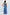 Boa Maxi Tank Dress with Spaghetti Straps, a V-Neck and Ruffle Details in French Blue Colorway. Full Body Back View Shown on Model.
