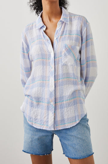 BRADY SHIRT WHITE PERRIWINKLE PEACH - FRONT BODY