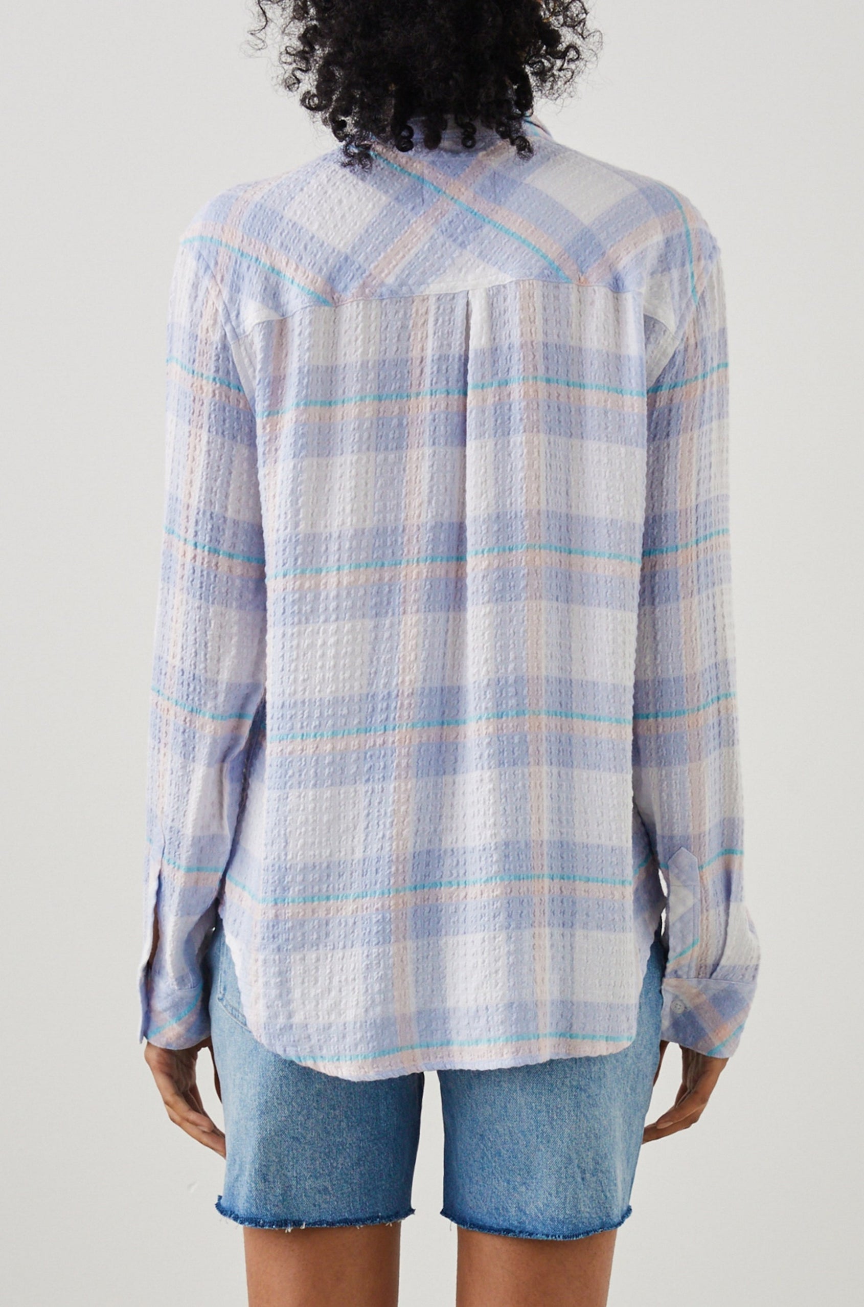 BRADY SHIRT WHITE PERRIWINKLE PEACH - BACK BODY