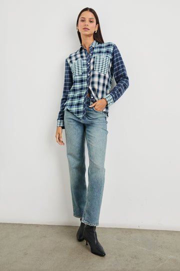 BRANDO-SKY-NAVY-MIXED-PLAID-FULL FRONT BODY