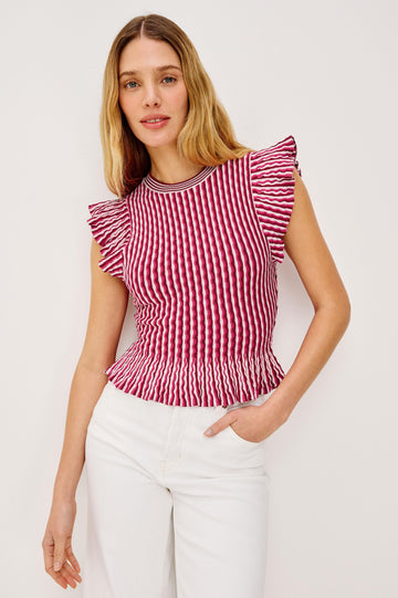 BRYN TOP - BERRY STRIPE