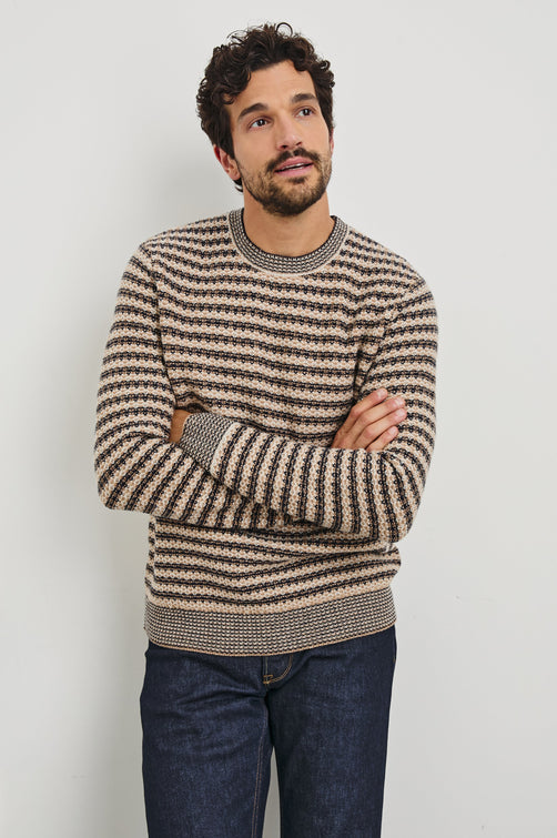 CARRICK SWEATER - NAVY OAT STRIPE