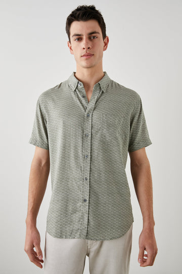 CARSON HAMA WAVE OLIVE SHIRT - FRONT