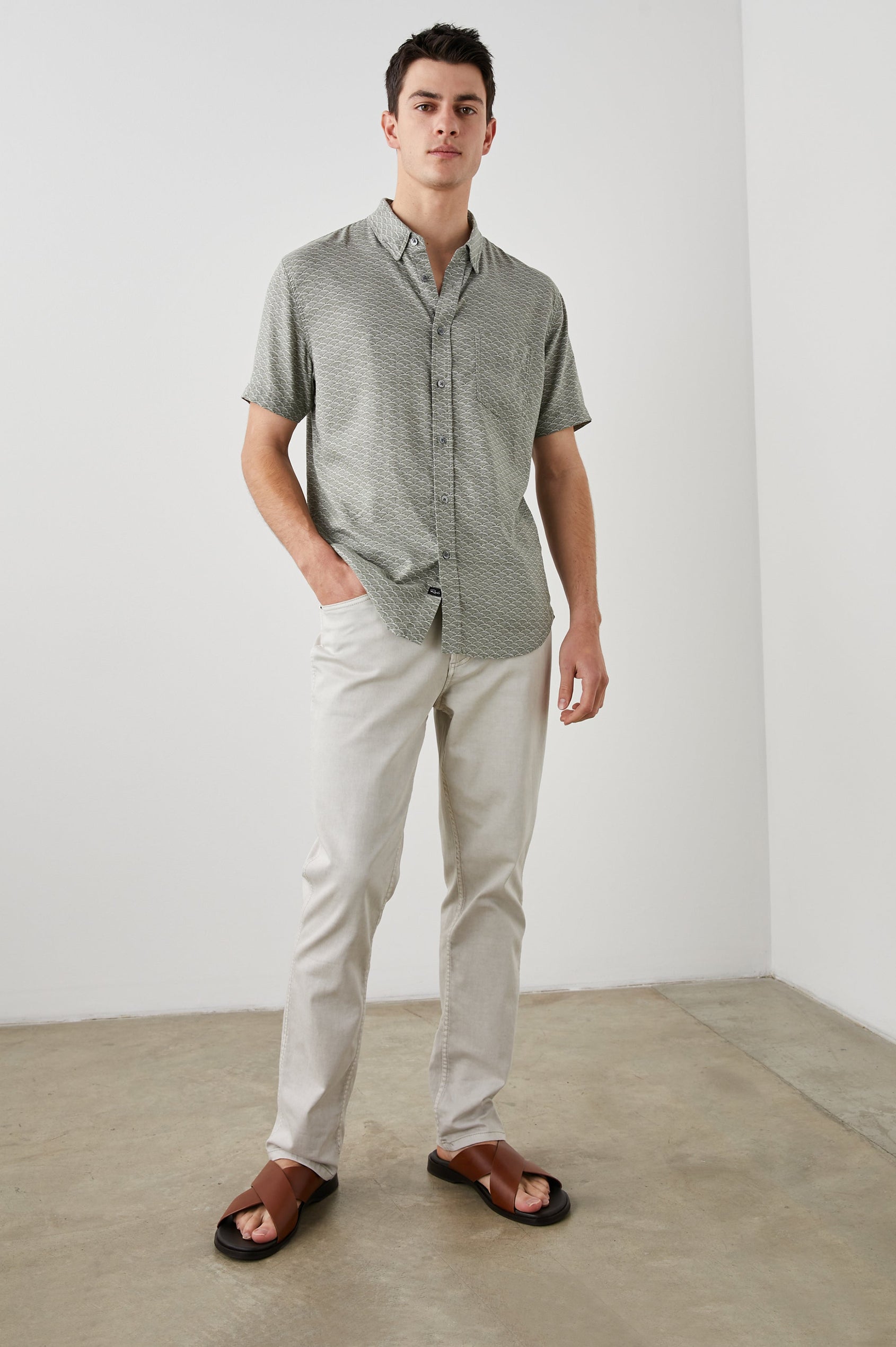 CARSON HAMA WAVE OLIVE SHIRT - FRONT FULL BODY