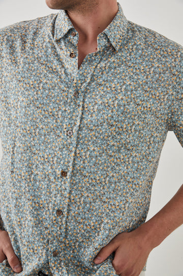 Carson Spring Blossom Teal Creamsicle Shirt - Detail